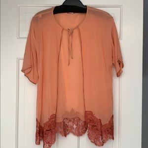 Silk top with lace detail